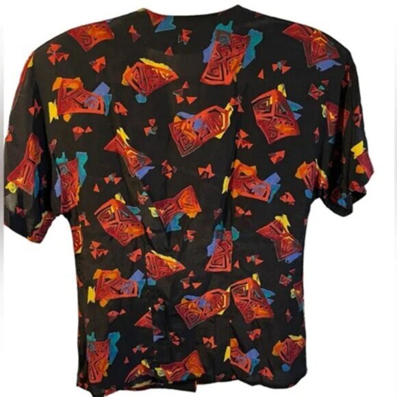 Vintage In Group LTD Button Up Blouse with original Shoulder Pads Size 6 - Picture 8 of 10